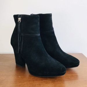 H&M real suede platform boot- black- size 37